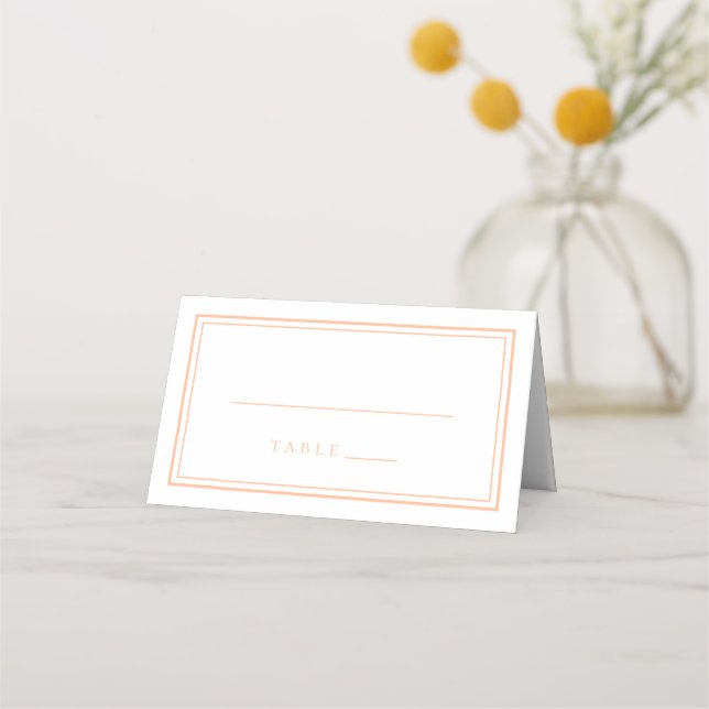 Wedding Simple Modern Peach & White Place Card (Front)