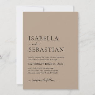 Wedding Simple Modern Rosy Brown Invitation
