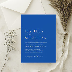 Wedding Simple Modern Royal Blue Invitation