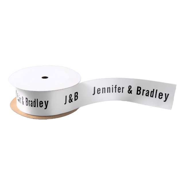 Wedding Simple Monogram Black White Personalized S Satin Ribbon (Spool)