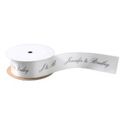 Wedding Simple Monogram Elegant Name Personalized Satin Ribbon