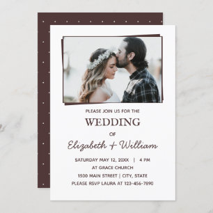 Wedding Simple Photo Elegant Wine Color Invitation