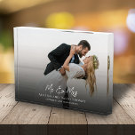 Wedding Simple Photo Minimalist Couple Calligraphy<br><div class="desc">This design features a simple photo picture couple's wedding, a minimalist modern custom names date, a contemporary we're we are engaged, a modern calligraphy script font, a whimsical typography style design, a couple picture custom customized, a minimal basic engaged couple picture, a simplistic elegance gift keepsake, a stylish trendy add...</div>