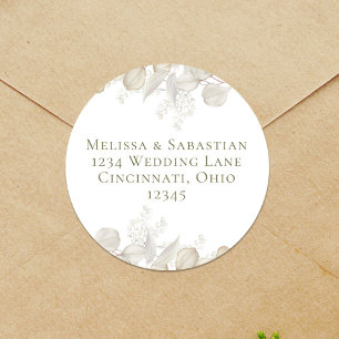 Wedding Simple Return Address Elegant Sage Green Classic Round Sticker