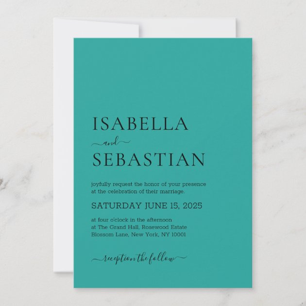 Private: Wedding Simple Seafoam Green Invitation