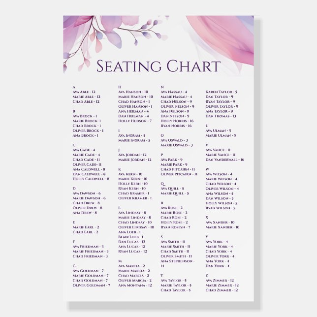 Wedding Simple-Seating Chart-Cherry Blossoms Foam Board (Front)