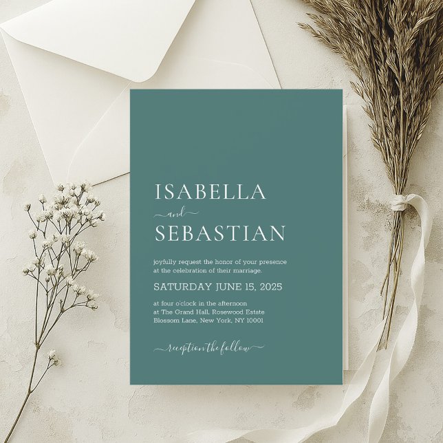 Wedding Simple Slate Green Invitation (Creator Uploaded)