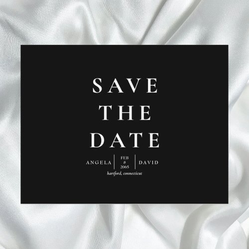 Wedding Simple  Sleek Modern BW Save the Date Postcard