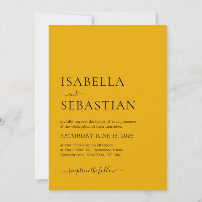 Wedding Simple Sunflower Yellow Invitation (Front)