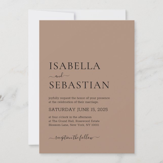 Wedding Simple Taupe Invitation (Front)