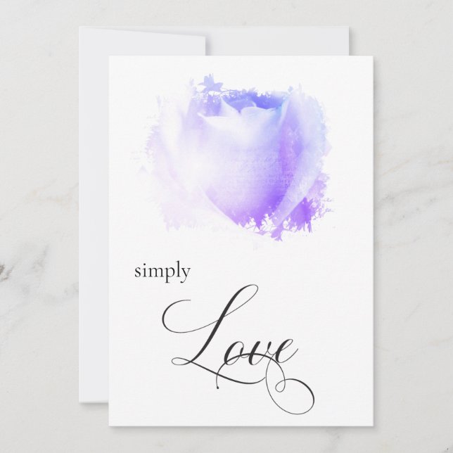 " Wedding SIMPLY LOVE Pastel Rose Flower Invitation (Front)