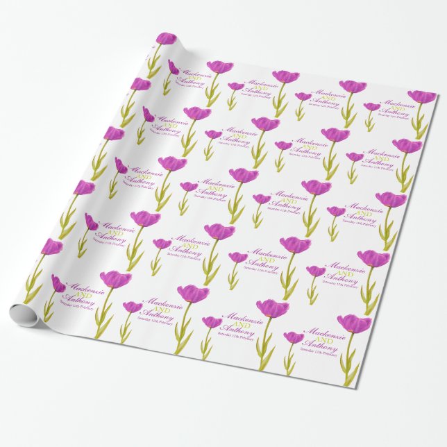 Wedding single purple tulip art custom wrap wrapping paper (Unrolled)