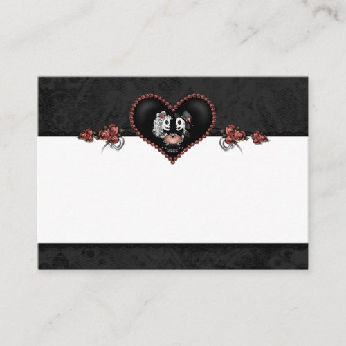 Wedding Skeleton Black Gray Heart BLANK Place Card