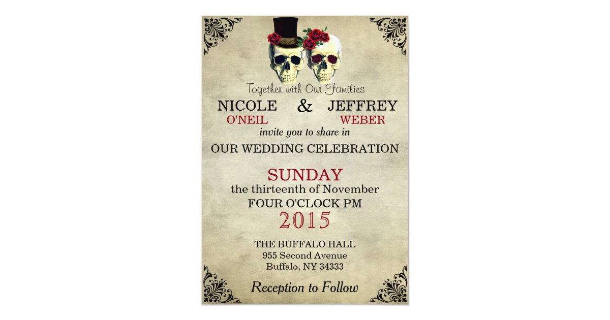 Wedding Skeleton Skulls Invitation | Zazzle.com