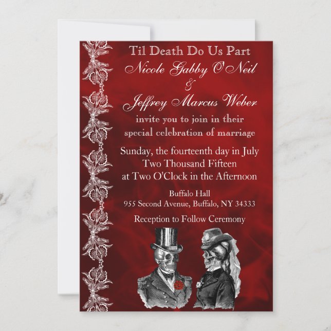 Wedding Skeleton Skulls Invitation (Front)