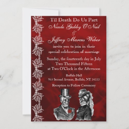 Wedding Skeleton Skulls Invitation