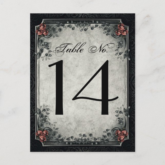 Wedding Skeletons Black & Gray Table Numbers (Front)