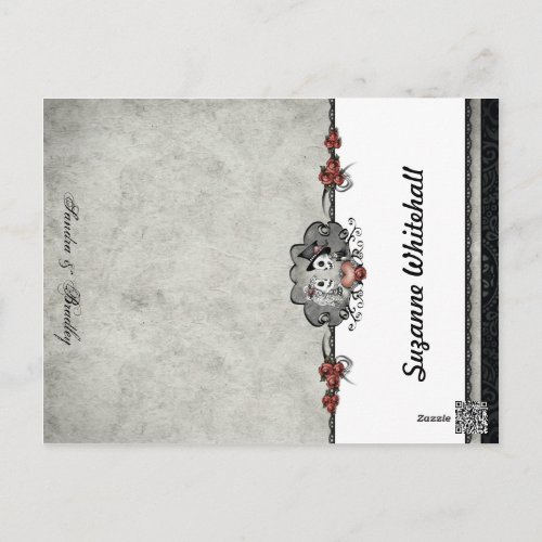 Wedding Skeletons Gray ADD NAME Folding Place Card