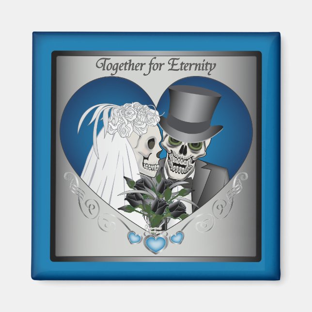 Wedding Skulls - Blue Magnet (Front)