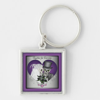 Wedding Skulls - Purple Keychain