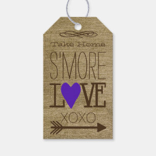 Wedding S'More Guest Favor Purple Heart Gift Tags