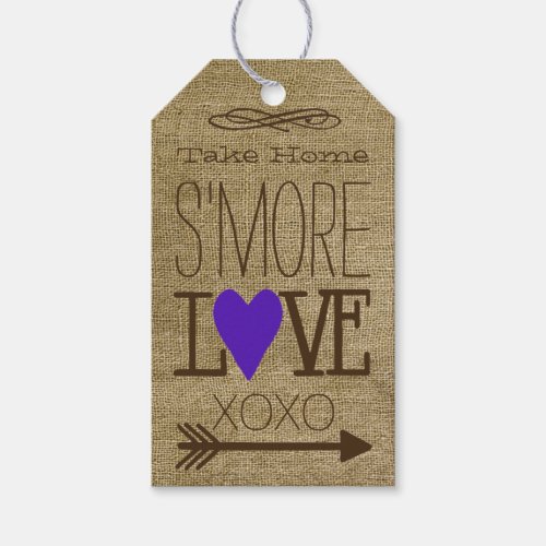 Wedding SMore Guest Favor Purple Heart Gift Tags