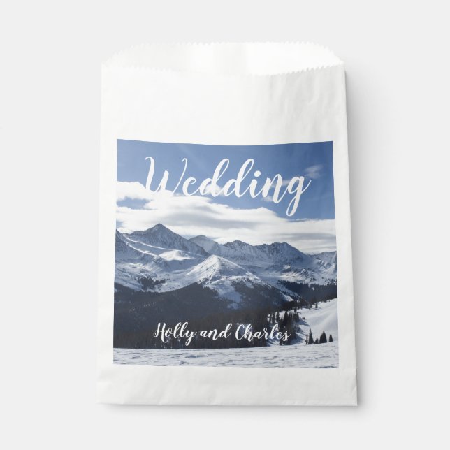 Wedding Snowy Mountains Alpine Theme Favor Bag (Front)