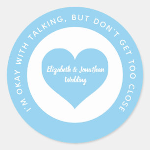 Wedding Social Distancing Blue Heart Color Code Classic Round Sticker