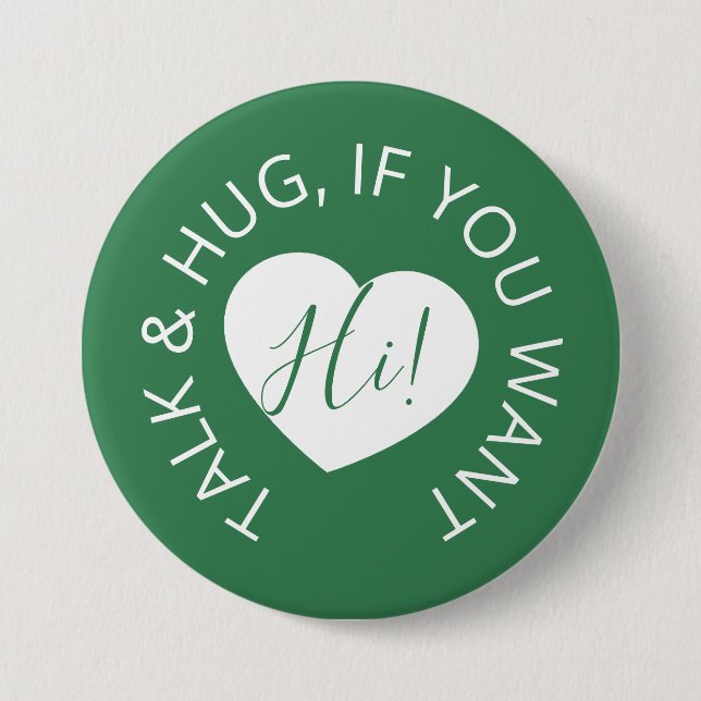 Wedding social distancing guest care green heart button (Front)