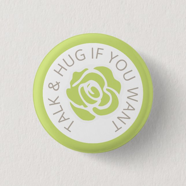 Wedding social distancing guest care green rose button (Front)