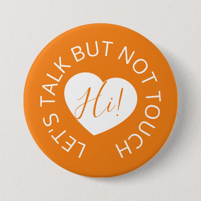 Wedding social distancing guest care orange heart button (Front)