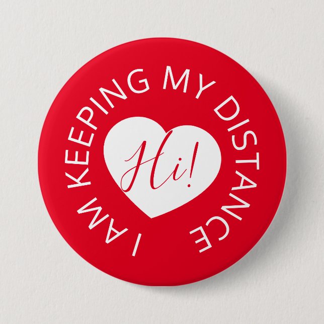 Wedding social distancing guest care red heart button (Front)