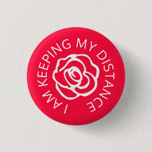 Wedding social distancing guest care red rose button