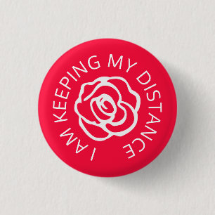 Wedding social distancing guest care red rose button