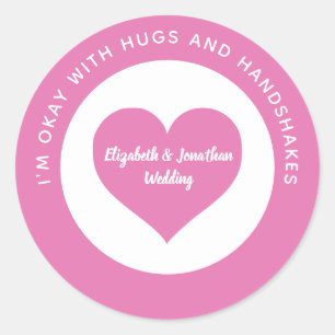 Wedding Social Distancing Pink Heart Color Code Classic Round Sticker