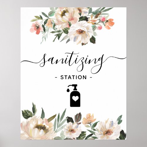 Wedding Social Distancing Sanitizing Station Chic Poster
