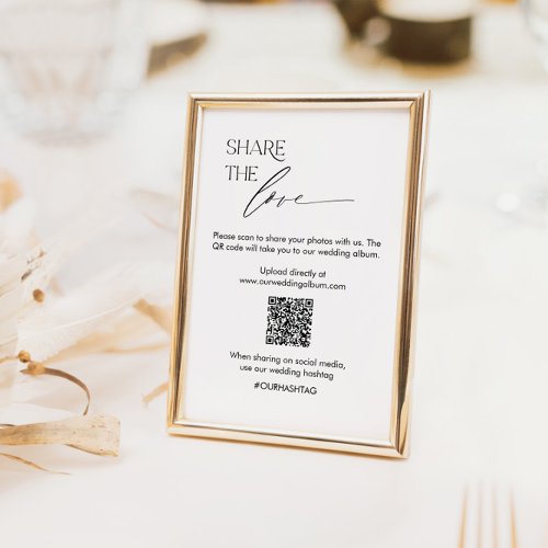 Wedding Social Media Sign with QR Code and Script Table Number