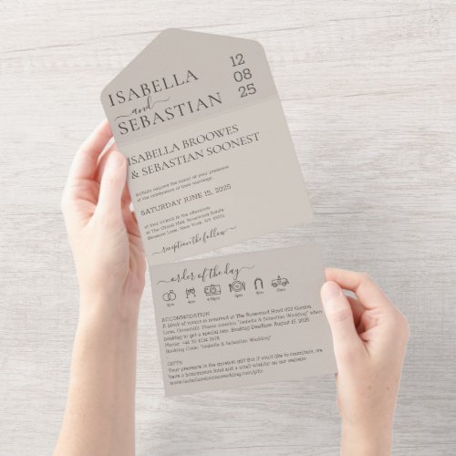 Wedding Soft Beige All in one invite save the date