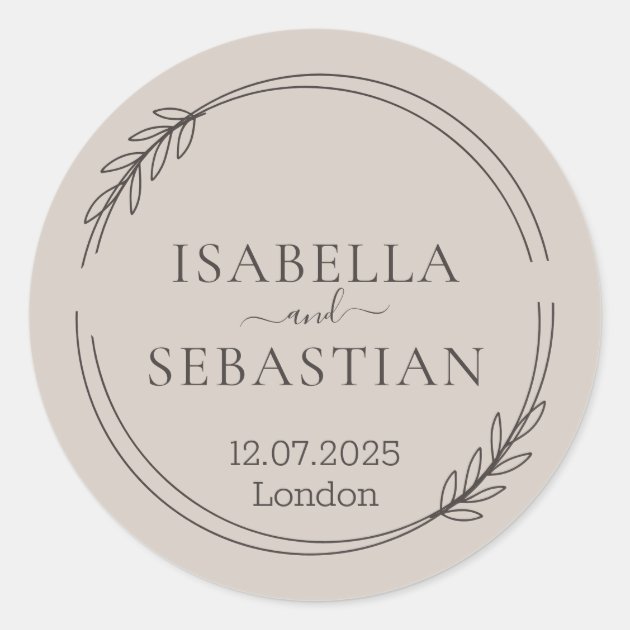 Wedding Soft Beige Color Classic Round Sticker