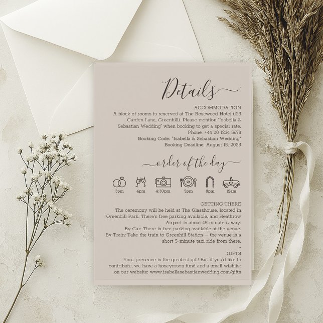 Wedding Soft Beige Details Enclosure Card (Creator Uploaded)