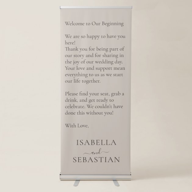Wedding Soft Beige Welcome Retractable Banner