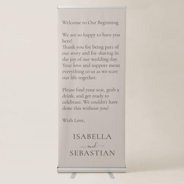 Wedding Soft Beige Welcome Retractable Banner (Front)