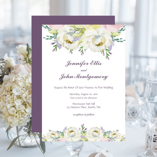 Wedding Soft Purple Flowers Invitation (Fresh Flowers, Soft Purple Wedding Invitation)