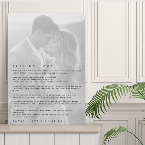 Wedding Song Lyrics Faux Canvas Print