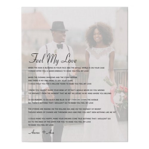 Wedding Song Lyrics Faux Canvas Print