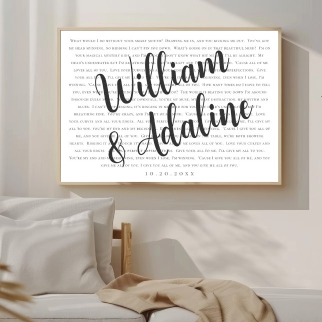 Wedding Song Lyrics, Minimal Serif Calligraphy  Poster (Creator Uploaded)