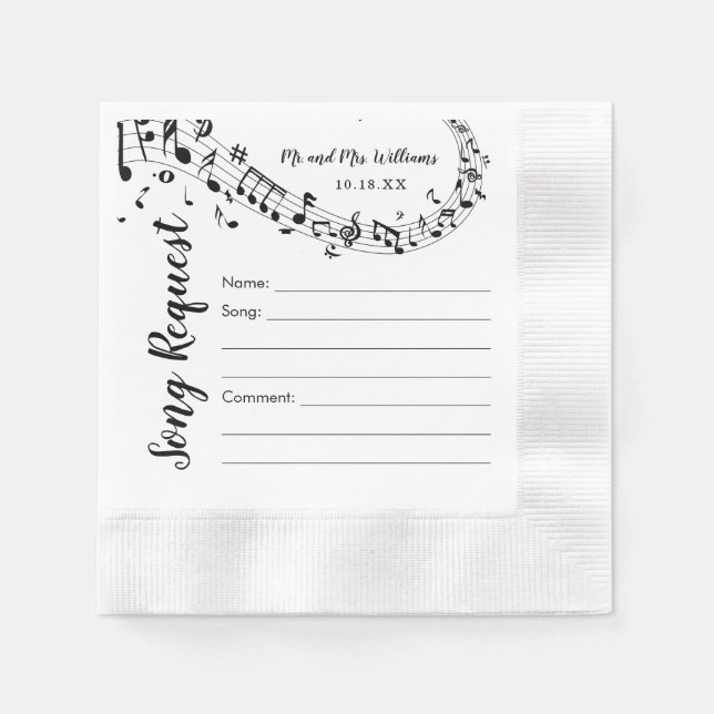 Wedding Song Request Cocktail Napkins (Front)