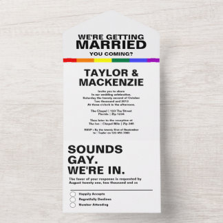 Wedding Sounds Gay Fun Rainbow Pride All In One Invitation
