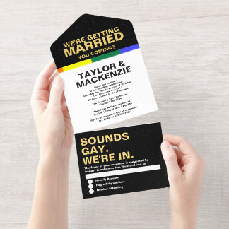 Wedding Sounds Gay Fun Rainbow Pride All In One Invitation