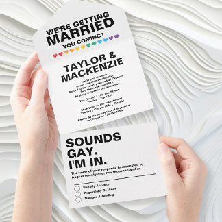 Wedding Sounds Gay Fun Rainbow Pride All In One Invitation